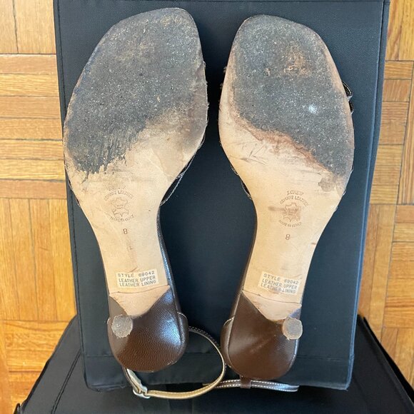 J. Crew Brown Leather Strappy Sandal Heels- Size 8 - Picture 8 of 8